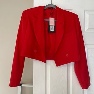 Red cropped blazer US 6
